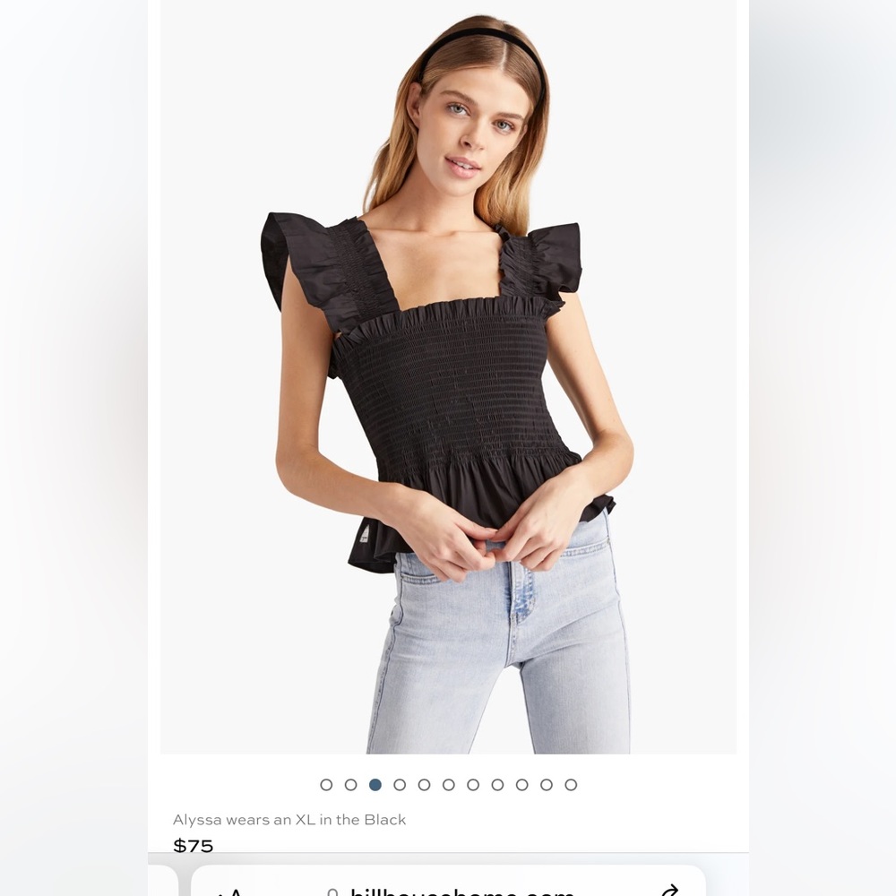 Hill house home Paz top black poplin size small